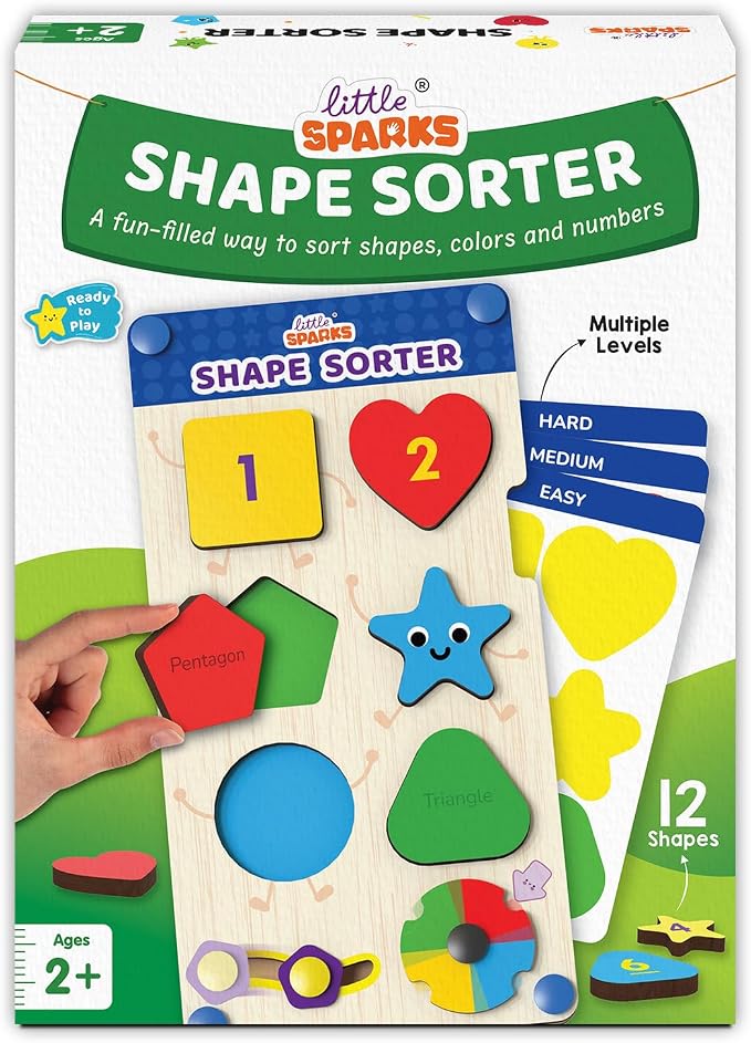 Smartivity Shape Sorter Learning Kit for Toddlers | 12 Shape Pieces + 10 Challenge Cards | Teaches Colors, Shapes, Numbers & Emotions | Montessori Toy for Boys & Girls Ages 2, 3, 4 Years