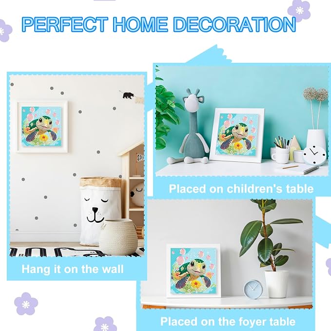 Nardoll Diamond Art Kits for Kids - Arts and Crafts for Kids Ages 4-8-12 - Dimond Art Painting with Wooden Frame - GEM Art for Girls Gifts Boys Adults Beginners Home Wall Decor(7x7inch)