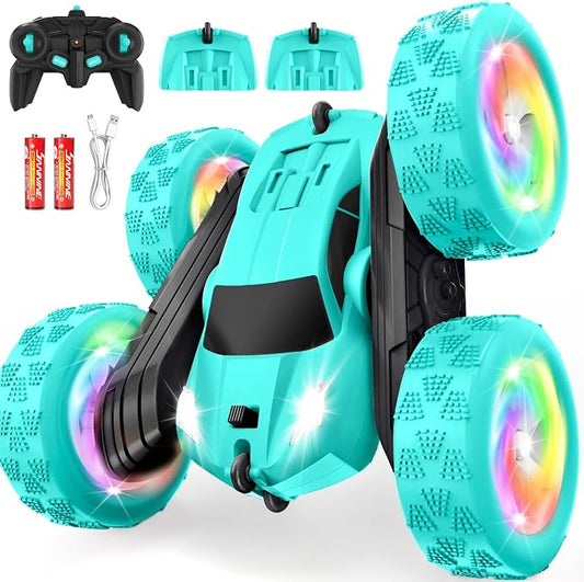 Remote Control Car, Stunt RC Cars, 2.4GHz Double Sided 360° Flips RC Crawler, Outdoor Toys for Kids Ages 4-8, Upgraded USB-C Modular Battery, 5 6 7 8 9 10 +Year Old Boys Birthday Gifts MintGreen