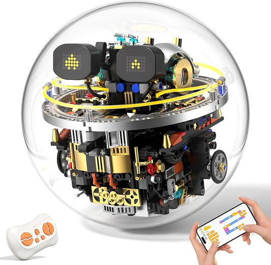 STEM Robot Building Kit, 804PCS APP & Remote Control Spherical Robotic Toys for Kids Age 8-14+ with Expressions & Lights, Rolling Technic Coding Robotics Kit Educational Gift for Boys Girls