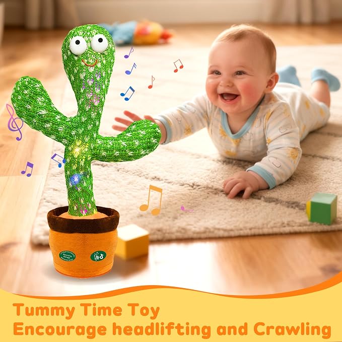 Hunfur Dancing Talking Cactus Toy,Interactive Funny Gift for Baby Infant, Singing Record Repeat What You Say Light Up Toy Boy Girl