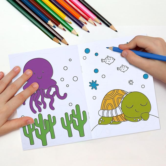 Faccito 24 Pcs Ocean Animals Coloring Books Bulk Under the Sea Mini Coloring Book Party Favors Drawing Book Ocean Fish Mermaid Birthday Party Goodie Bag Gift Classroom Activity Supply