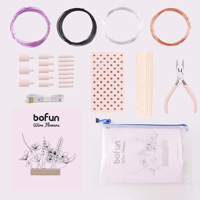 BoFUN Easy Wire Flower Crafts Kit for Teens& Adults Women, DIY Art Hobbies Craft Metal Flower Making Set, Creative Handmade Craft Supplies for Home Decor, Party, Gift Mom Birthday