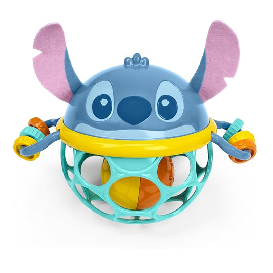 Disney Baby Stitch Oball Rattle by Bright Starts, Easy Grasp Baby Toy with Jingle Ball, Sensory Rattle for Newborn Infant 0-6 Months, Baby Toys 3-6 Months