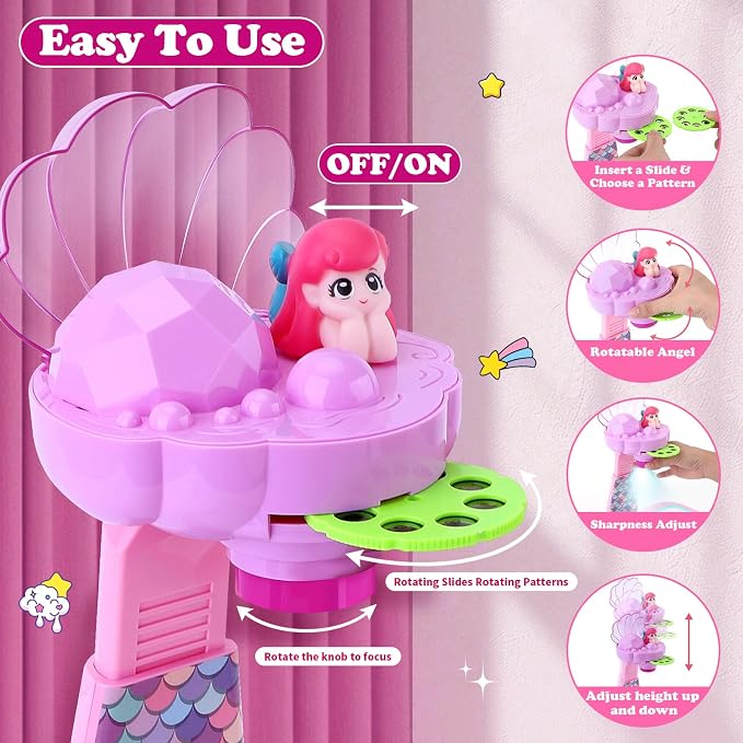 Hoarosall Drawing Projector for Kids, Arts and Crafts,Drawing Board Tracing Pad, Color Pens, Pencils, Crayons, Scrapbook, Ideal Toy for 3+ Year Old Girls (Mermaid Kit with Box)