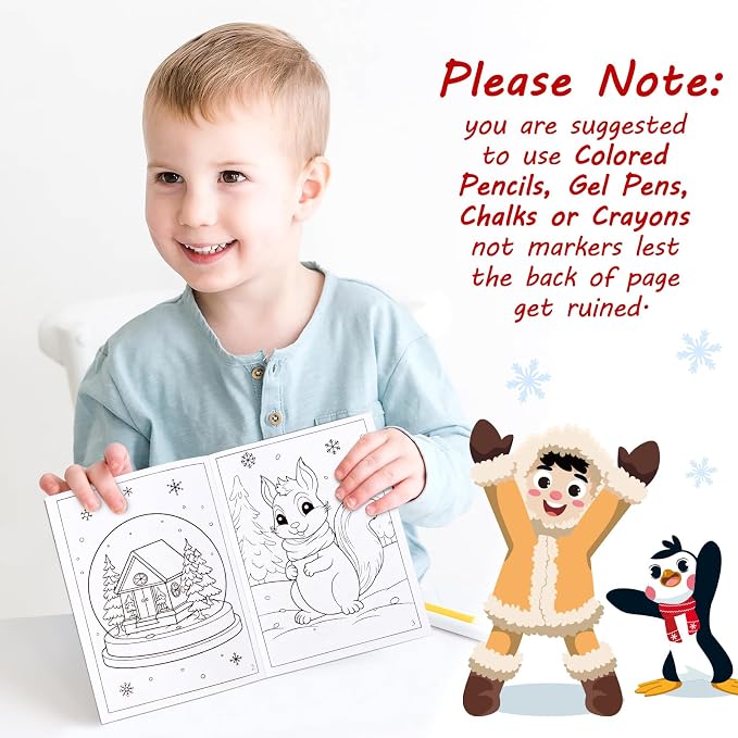 90shine 72PCS Winter Coloring Books for Kids, Christmas Party Favors in Bulk Goodie Bag Stocking Stuffers Gifts Ages 2-4 3-5 4-8