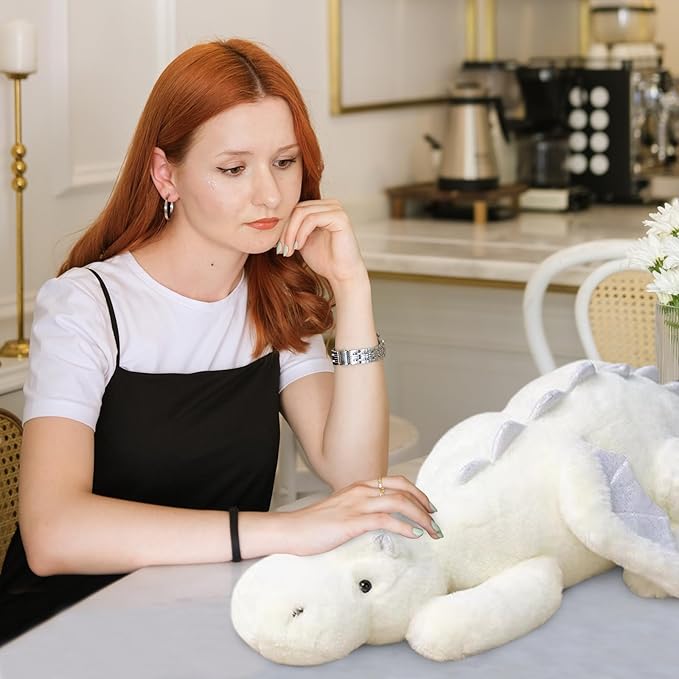 Pterosaur Stuffed Animal with Wings - Cute Soft Dinosaurs Plush Toys Little Flying Dragon Plushies Pillow Doll Christmas Birthday Gifts for Kids Boys Girls (White,27.55inch/70cm)