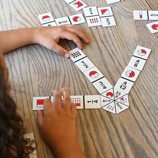 LEARNING ADVANTAGE The Original Fraction Dominoes | Homeschool Learning Fraction Game | 45 Dominoes | Math Manipulative for Kids | Teach Equivalents, Addition and Subtraction