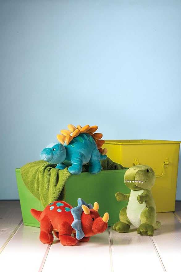 Mary Meyer Stuffed Animal Smootheez Pillow-Soft Toy, 10-Inches, Red Triceratops Dinosaur