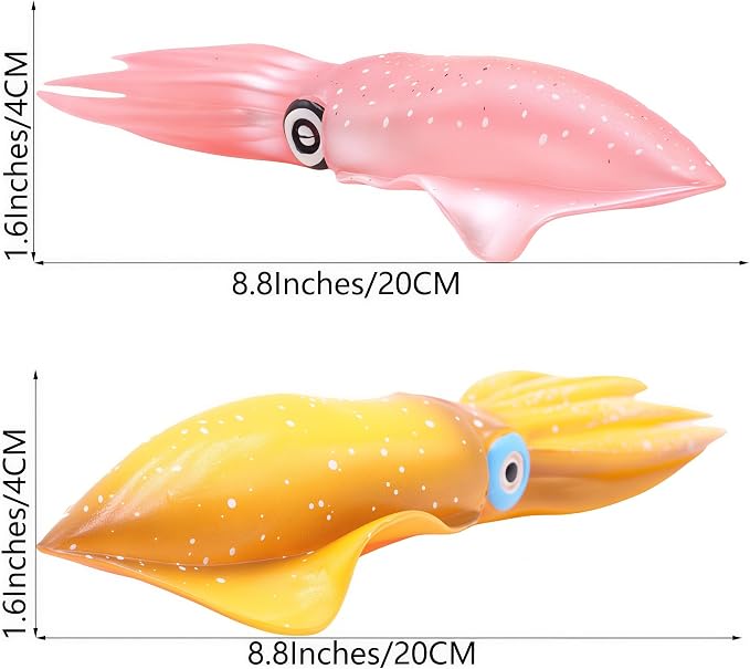 Gemini&Genius Squid Toy for Kids, Marine Bioluminescent Animal Cuttlefish Toy Sea Animal Action Figure Gift Great for Educational, Cake Topper, Swim, Bath, Stocking Stuffer for Kids