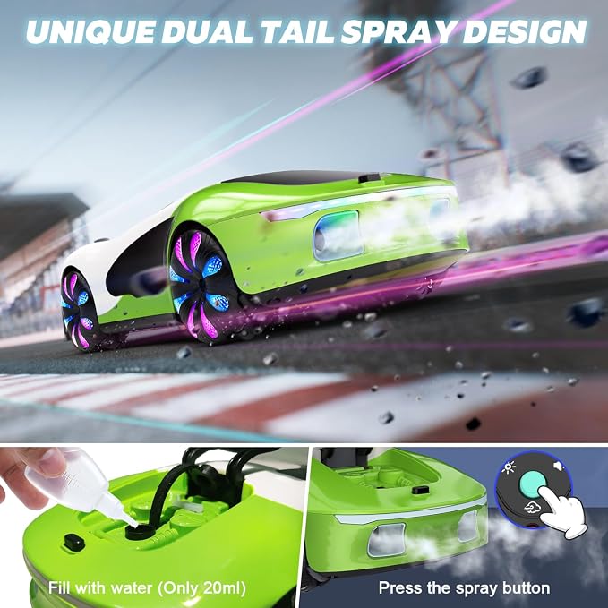 Gesture Sensing Remote Control Car - 2.4GHz Drift RC Stunt Car with Light Spray & Music,360° Rotate Hobby RC Cars Toy for Kids 8-12