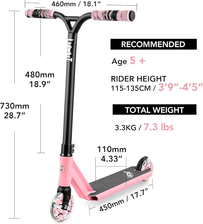 Limit LMT68 Mini Pro Stunt Kick Scooter – Short and Small Freestyle Trick Scooters for Kids Ages 5 Years and Up-Professional Complete BMX Scooter Perfect for Beginners Children Boys and Girls Gifts