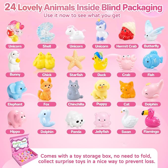 Bath Bombs for Kids with Surprise Inside, 24 Pack Kids Bath Bombs with Toys Inside Gift Set, Kid Bubble Bath Fizzy for Girls Boys with Bath Toys (Pink Edition)