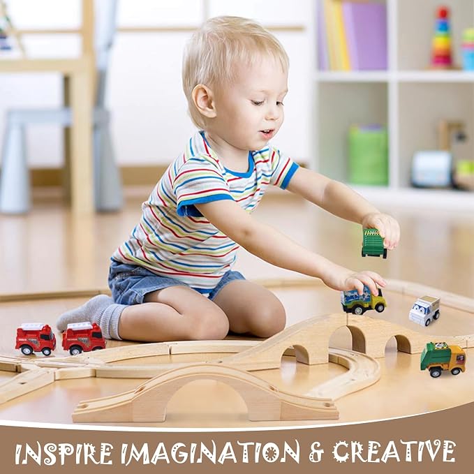 1 Pack Wood Train Track Expansion Wooden Train Track Accessories Bridge Connectors Compatible with Most Major Toy Railway Railroads for Birthday Christmas