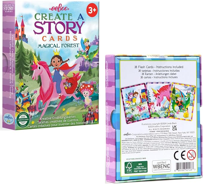 eeBoo: Magical Forest Create a Story Pre-Literacy Cards, 36 Cards with Colorful Characters, Encourages Imagination, for Ages 3 and up