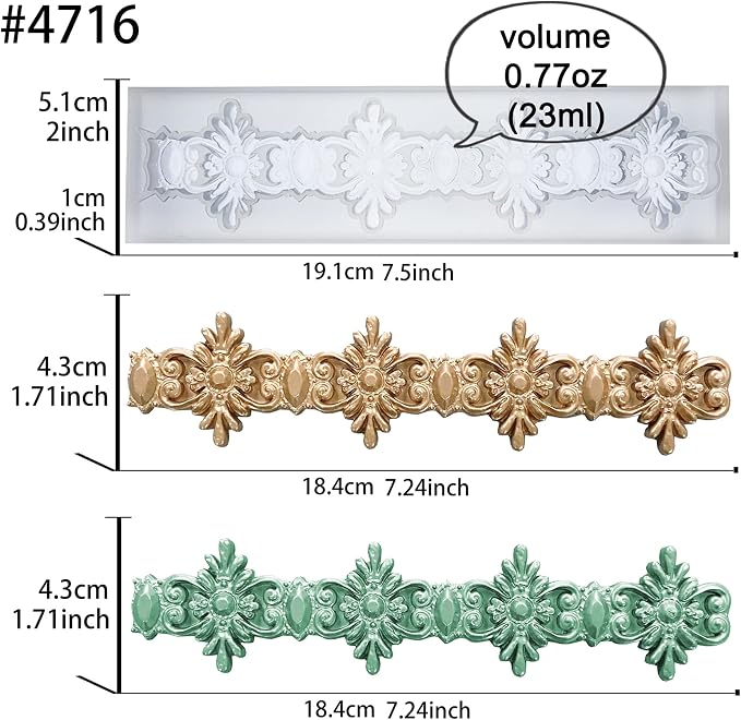 Border Mold for Polyclay Air Dry Clay Plaster