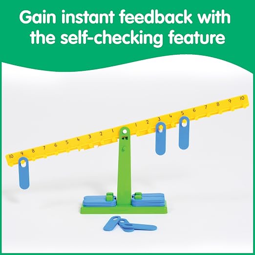 edxeducation Student Math Balance | Includes 20 Weights | Beginner Addition, Subtraction and Equations | Early Math and Number Concepts Manipulative