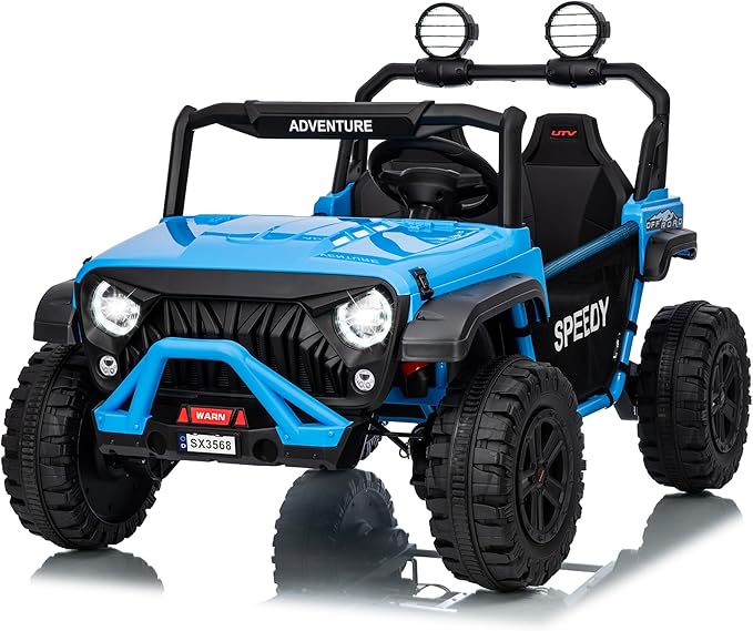 Garvee 24V Kids Electric Ride On Car with 4 x 45W Powerful Motors, Parent Remote Control & Manual Driving, Safety Speed 3-5 MPH, MP3 Player, Smooth Start, for Ages 3-8, Blue