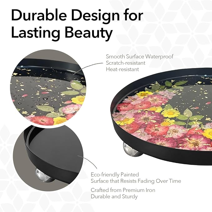 Auraeve All-in-One Resin Tray Craft Kit for Adults, Beige-Basic, 9.8" | 55Pcs Real Flowers, 10OZ Epoxy Resin, Metal Tray, Gift for Craft Lovers, Trinket Organizer, Décor
