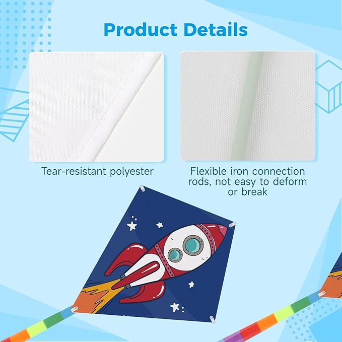 DIY Blank Kites for Kids, Bulk Kites for DIY Decorating Coloring, Kite Making Craft Kit with 10 Hand Grips with 98ft String, Easy to Fly Kite for Kids Aged 4+ Outdoor Activities