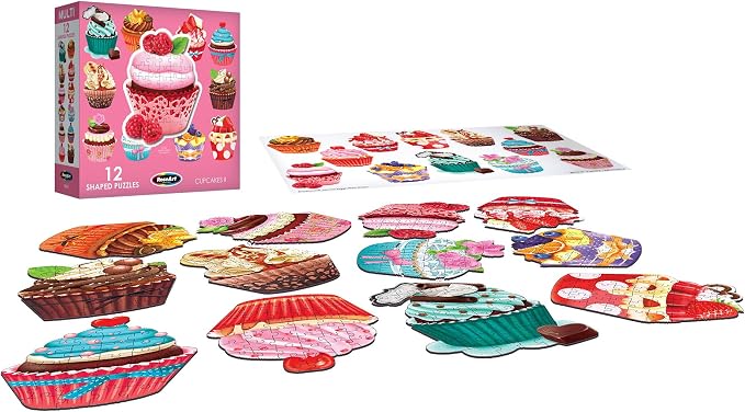 RoseArt - 12 Mini-Shaped - Cupcakes II - 500 Piece Jigsaw Puzzles for Kids and Adults