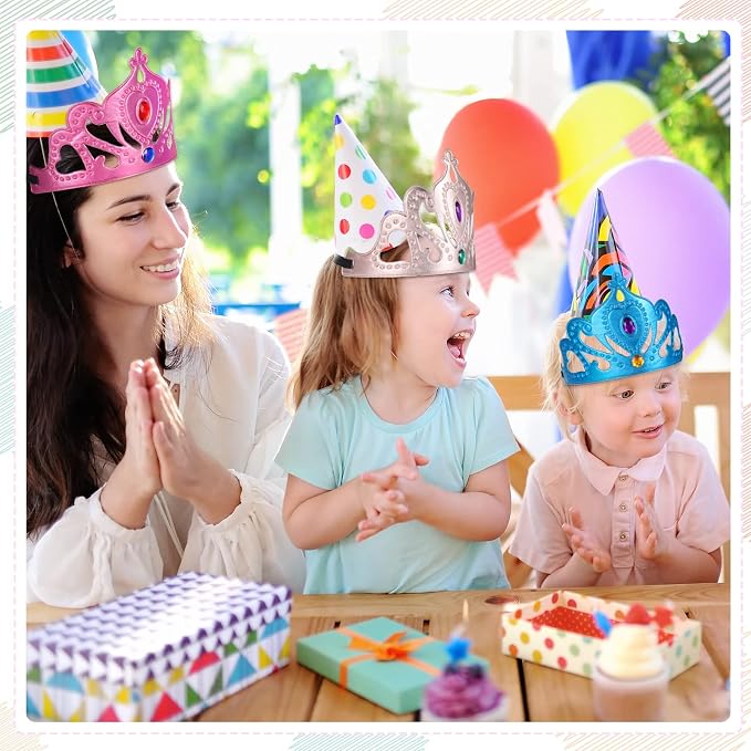 Yaomiao 22 pack DIY Crowns Set Include 12 Pcs Foam Princess Crowns and 10 Pcs Diamond Sticker for Kids