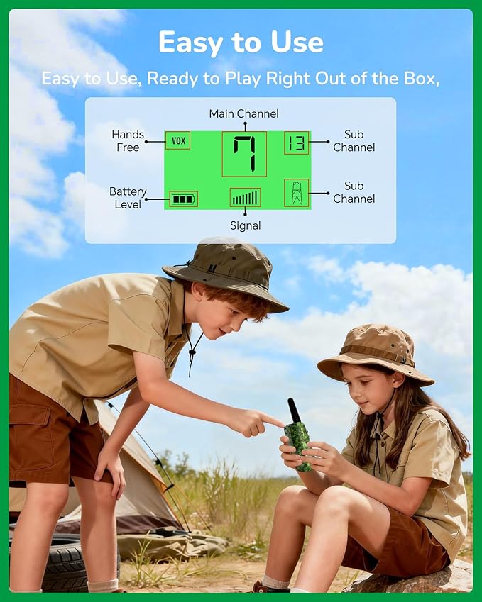 Walkie Talkies for Kids Games Outdoor Toys for 3-12 Year Old Boys Girls, 3 Miles Range Walkie Talkie as Camping Essentials, 4 Year Old Girl Birthday Gifts for 3 4 5 6 7 8 9 Year Old Boy Girl Gift
