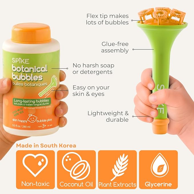 Innobaby Spike Long Lasting Outdoor Botanical Bubbles w/ 2 Blowers & Trays