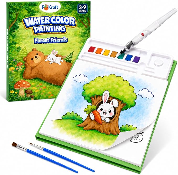 Forest Friends Water Coloring Book for Kids, Multicolor DIY Picture Book with Fast-Drying and Multicolor Designs for Creative Fun, Creative Forest Animals Gift for Toddlers