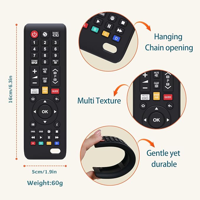Baby Remote Toys for 0-6, 6-12 Months, Food Grade Silicone Teething Toys,Chew Toys for Babies 3-24 Months, Upgraded TV Remote Control Shape Teether Toys for Baby and Infants