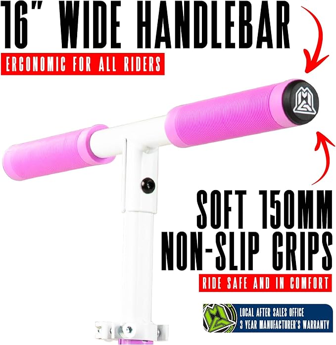 Kick Scooter for Ages 5+ - Kids, Teens & Adults. Max Load 220lbs. Foldable, Light-Up Wheels, Adjustable Height, Lightweight - Rush 125 Madd Gear