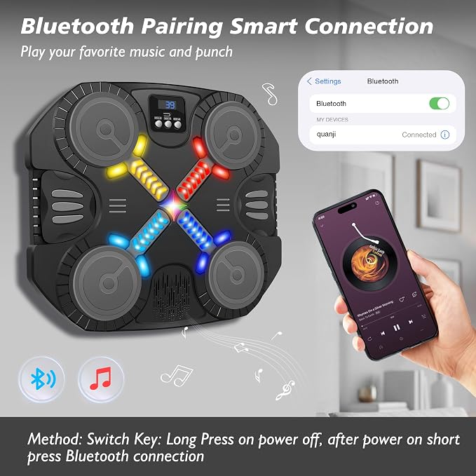 Music Boxing Machine Sport Toys for Kids and Adults,Wall Mounted Bluetooth Smart Punching Target,Training Pad Toy with Boxing Glove,Ideas Toys for Boys Girls Kids 3 4 5 6 7 8 9 10 11 12+ Years Old