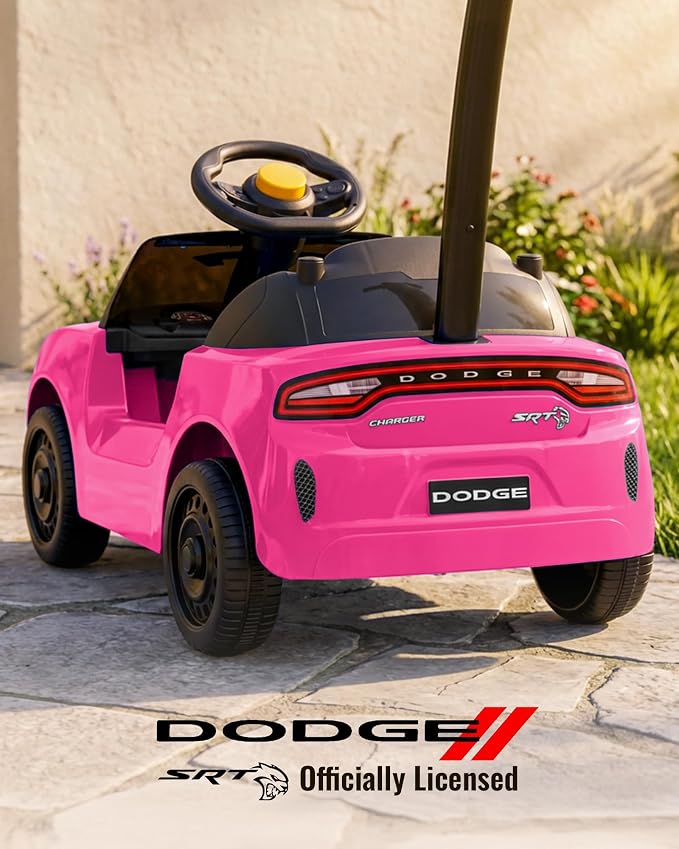 Licensed Dodge Ride on Push Car for Toddlers 1-3 Years with Handle & Music