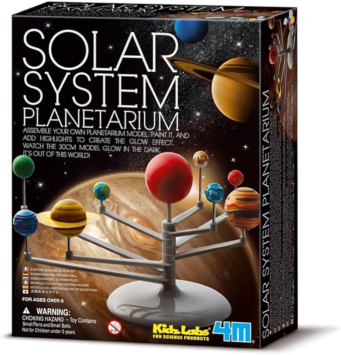 4M: Solar System Planetarium - Assemble Your Own 11.8" Model, Snap-Together, Glow-in-The-Dark Paint, DIY STEM Craft & Science Project Kit, Kids 8+