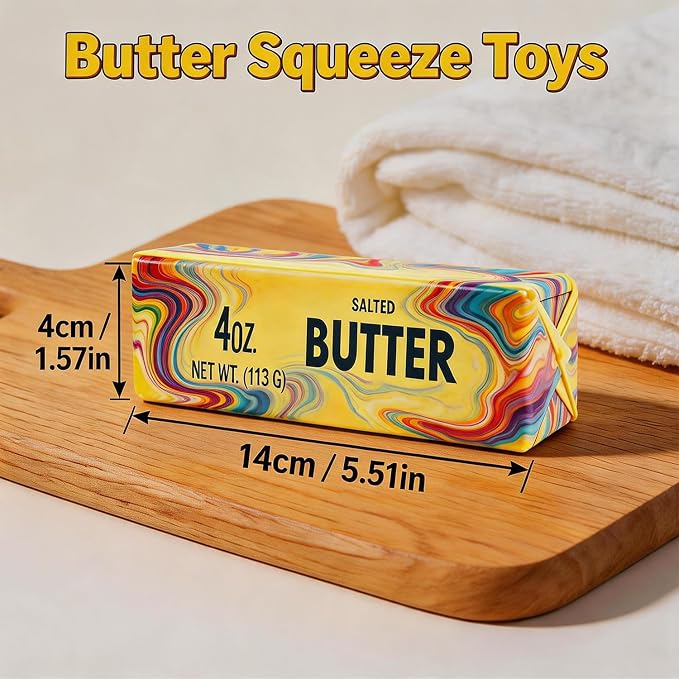 Butter Squeeze Toy 2PCS, Slow Rising Dumpling Squishy Butter Sensory Stress Relief Squishies Soft & Stretchy Fidget Toys for Anxiety Relief Party Favors (Rainbow C)