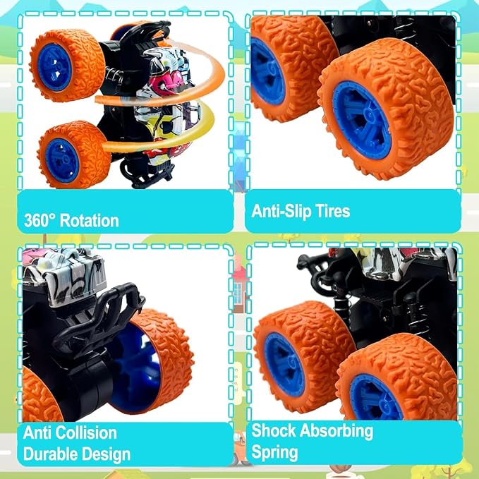 6 Pack Mini Monster Trucks Toys for Boys Girls Aged 3 and Above, Pull Back Truck Push and Go Friction Powered Car Toys Monster Truck Party Favors Birthday Decorations Classroom Prizes for Kids