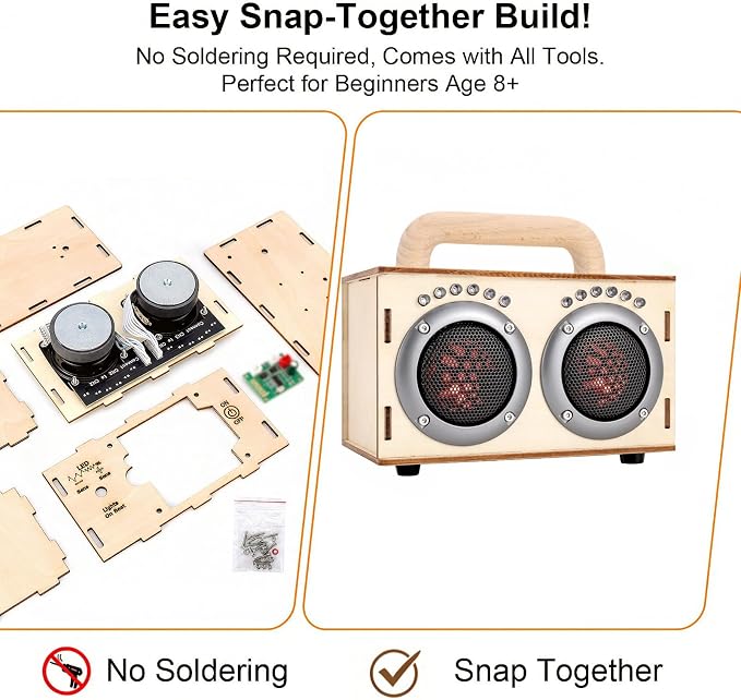 STEM Projects Kit for Kids & Adults Age 8-12 Build Your Own Wood Bluetooth Speaker DIY Science Experiment Electronics Kit for Boys & Girls 8-13 9 10 14 16, Birthday & Graduation Gift