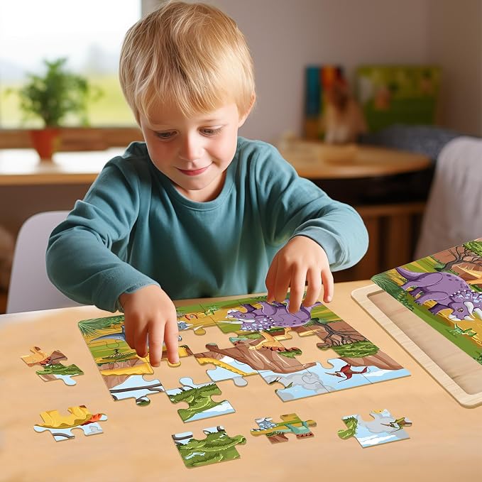 Puzzles for Kids Ages 4-6, 24 Pieces Wooden Puzzles for Toddler Toys for Boys 3-5 Children Jigsaw Puzzles for Kids Ages 4 5 6 7 8 Year Old Toys Boys Girls Gifts