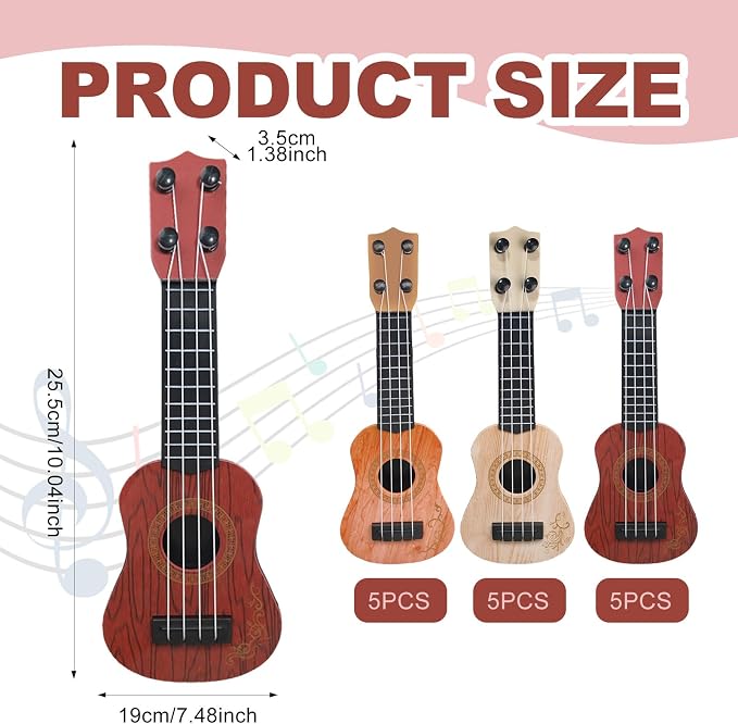 15 Pcs Kids Toy Guitar 10 Inch Mini Classical Ukulele Guitar Toy Beginner Rhyme Developmental Musical Instrument Toddlers Ukulele Guitar Cute Guitar Toy for Toddler Educational Toy Supplies