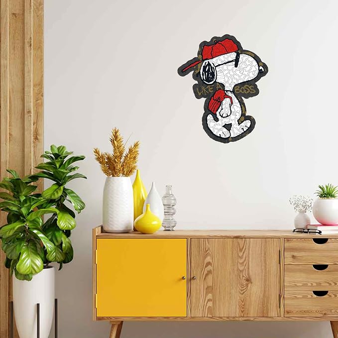 Peanuts Wooden Puzzles for Adults – Snoopy Puzzles for Fans, 200 Pieces Unique Shaped Jigsaw Puzzles, Best Gift for Snoopy Lovers, 5MM Thick, Officially Licensed Merchandise – Joe Cool, 12.5" x 10.4"