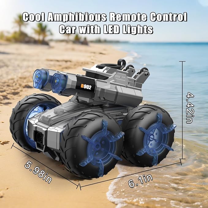 3-in-1 Remote Control Car RC Boat & Water Gun Amphibious Remote Control Car 4WD All-Terrain RC Cars Gesture Sensing Rc Stunt Car RC Trucks Toys Birthday Gifts for 8 9 10 11 12 Year Old Boys