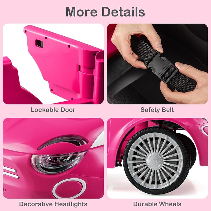 Licensed Fiat 500 Ride on Push Car by INFANS, 3 in 1 Baby Stroller Sliding Walking Car with Retractable Footrest, Parent Control Handle, Horn, Foot-to-Floor Toys for Kids Toddlers 18 Month+ (Pink)