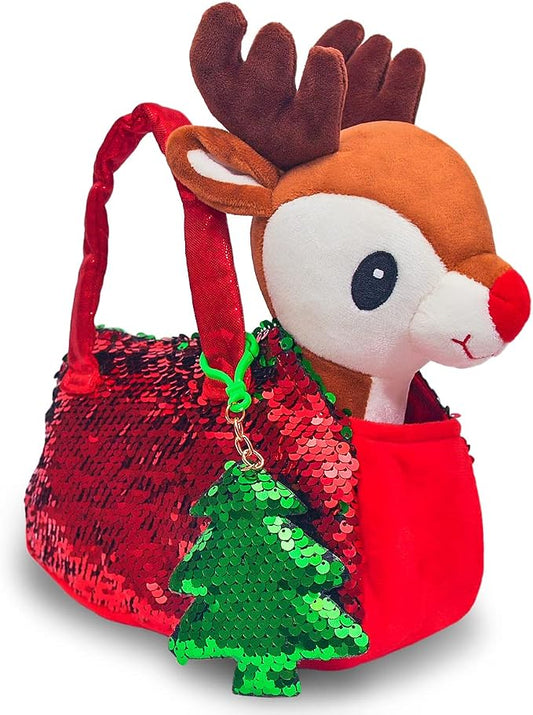 Little Jupiter Plush Pet Set - Includes Reindeer Stuffed Toy with Purse for Age 4-5 - 6-7 yrs - Christmas Stuffed Animal - Gifts for Girls - Stuffed Animals - Toys plushie (Reindeer)