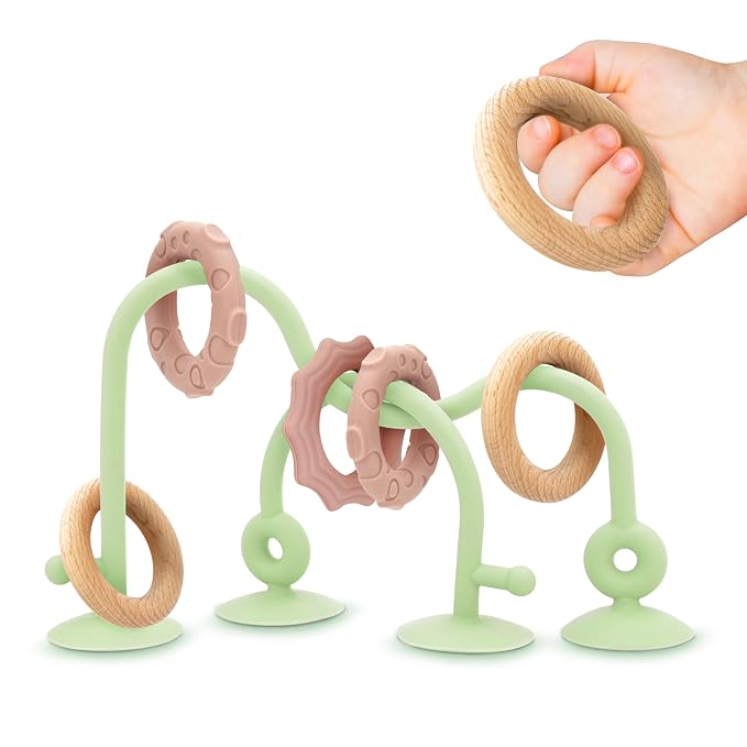 Baby Suction Cup Toys, Silicone Sensory Toys for High Chair | teething relirf, fine motor play for highchair, bathtub, restaurant, airplane travel, and daily sensory fun