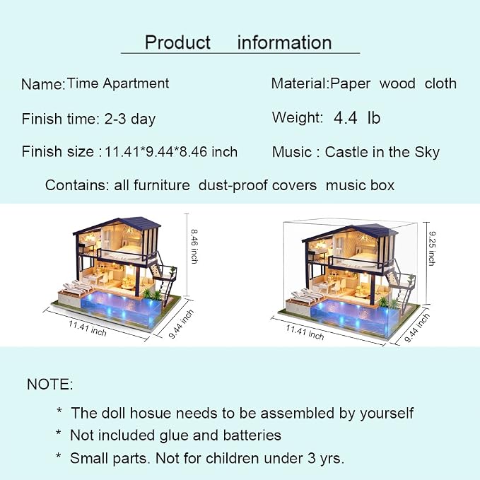 Spilay DIY Miniature House Kit for Adults, Miniature Dollhouse Kit | With Music Box & Dust Cover, Wooden Craft Building Set for Bookshelf Decor, Home Display & Creative Gifts for DIY Lovers