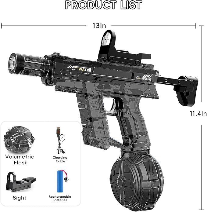 Electric Squirt Water Gun for Adult & Kids, Automatic Water Blaster Toy with Battery Powered, Long Range & High Capacity, Powerful Water Pistol for Outdoor Pool Beach Backyard Play Water Game