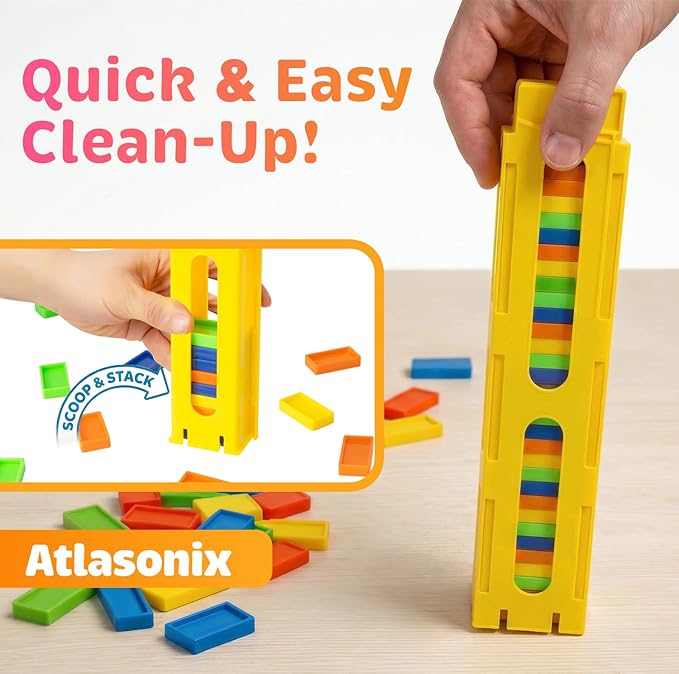 Atlasonix Domino Train | Domino Train for Kids | Dominos for Kids - Automatic Domino Laying Toy Set (300, 220,160 Blocks) with Colorful Dominos - Montessori STEM Toy