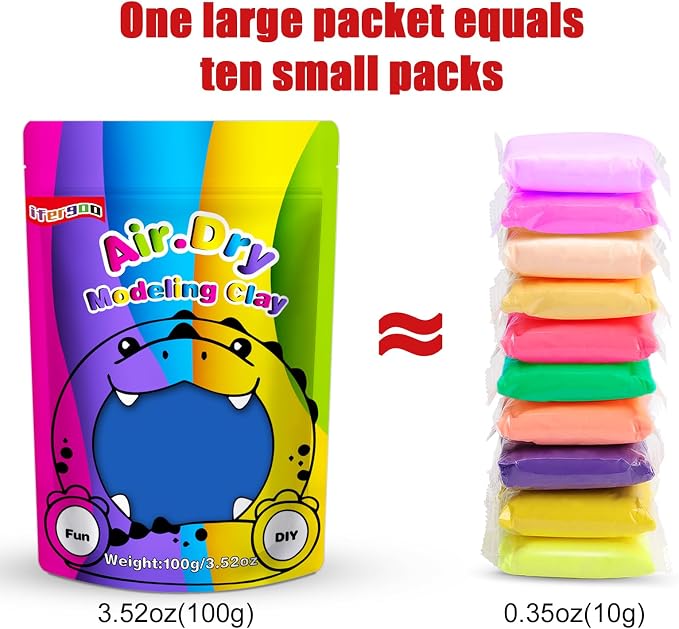ifergoo Blue Air Dry Clay, DIY Creative Modeling Clay for Kids, Super Light Magic Foam Clay for Kids Age 3-12, Soft, No-Sticky & Non-Toxic, Molding Clay for School Art & Craft Project(Blue 100g/3.5oz)