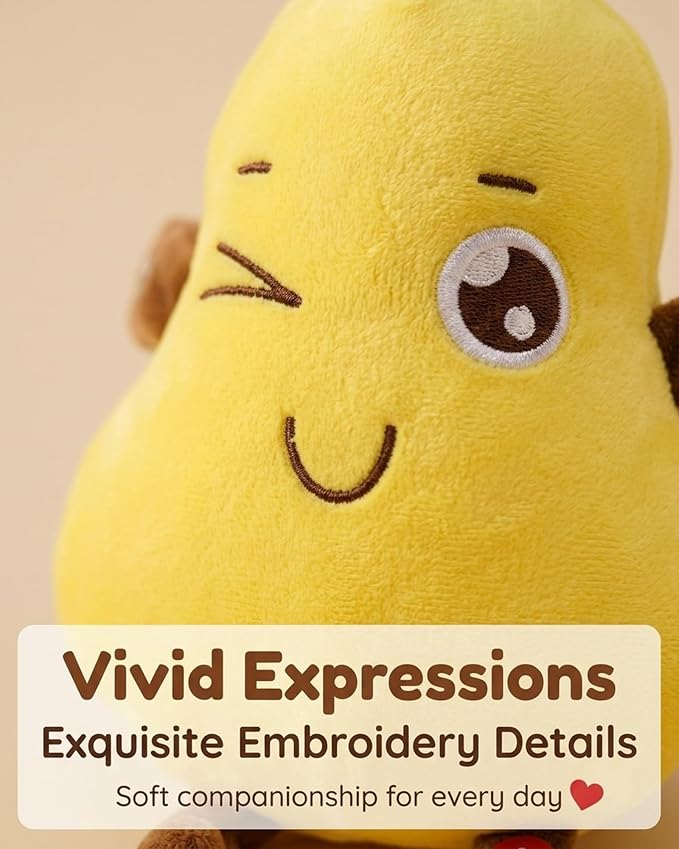 Soft Plush Musical Sensory Toy, Interactive Plush Toy with Sounds, Skin Touch Activated Sound Doll, Dual Mode Educational Toy, Fruit Style Gift for Baby Kids Boys Girls All Ages(Yellow Pear)