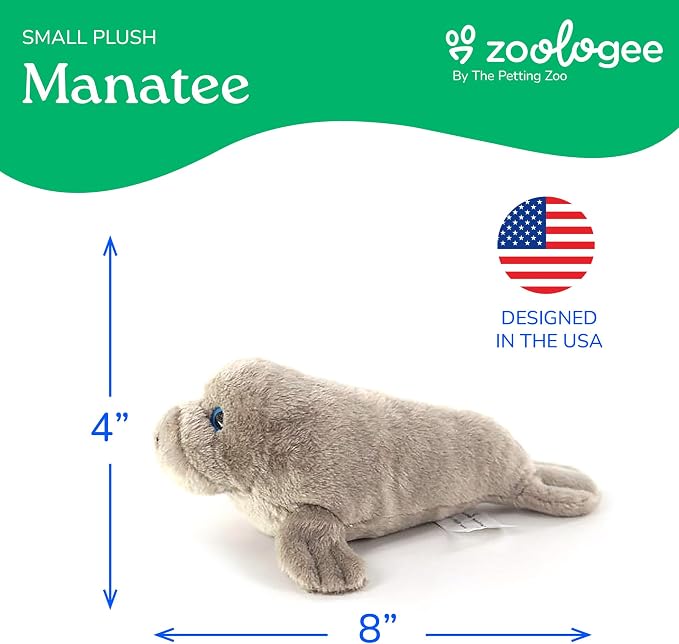 The Petting Zoo Manatee Stuffed Animal Plushie, Gifts for Kids, Scoopz Sealife Animals, Manatee Plush Toy, 10 Inches
